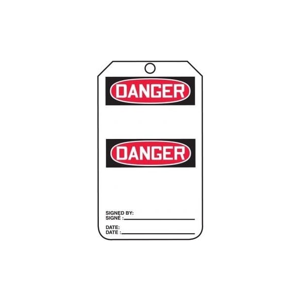 Accuform Safety Tags, DANGER BLANK BILINGUAL FRENCH, 5.75in x 3.25in, PF-Cardstock, 25PK TMF131CTP - main